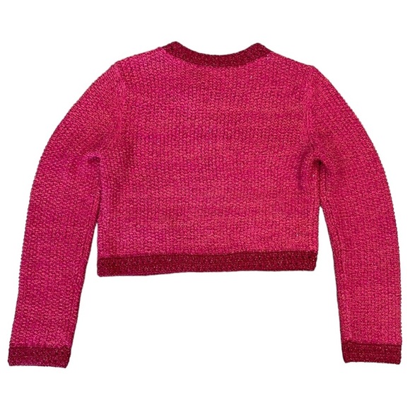 NWT Alice and Olivia Noella Sequin Embellished Bouclé Cardigan in Pink Size S - Picture 8 of 9